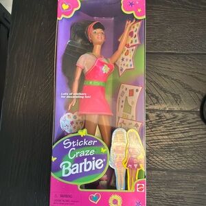Vintage Barbie Sticker Craze Doll with Pink and Green Outfit new in box